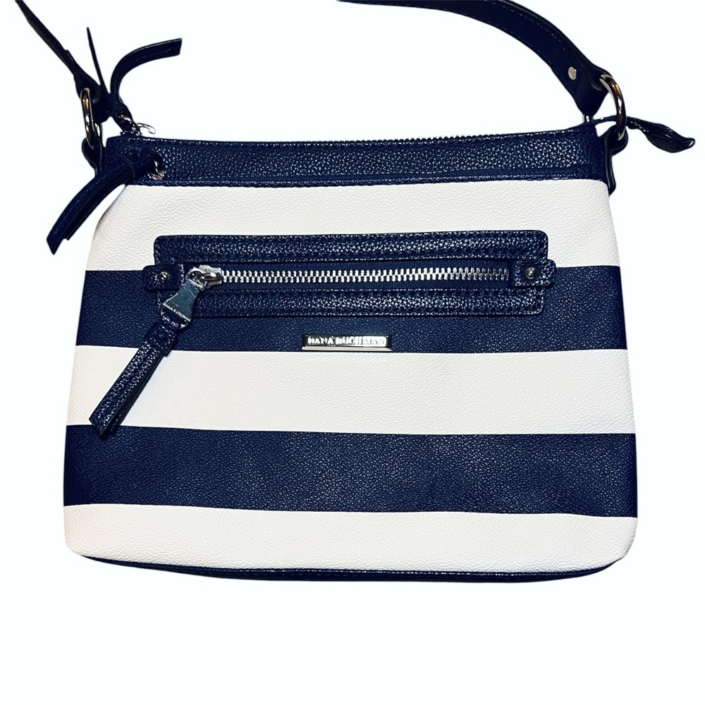 Dana Buchman crossbody bag purse blue and white striped